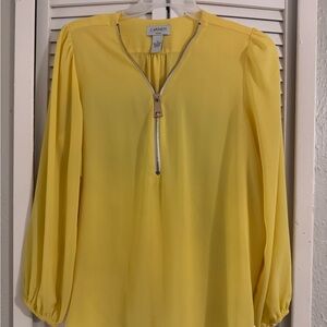 Carmen Marc Valvo Sunny Yellow Zip Blouse